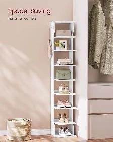 9-Tier Slim Shoe Rack with Hooks – White - Photo 4