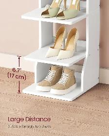 9-Tier Slim Shoe Rack with Hooks – White - Photo 5