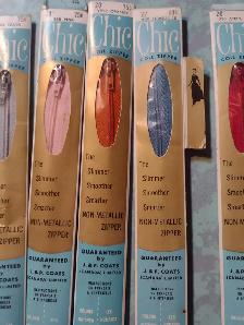 20'zippers over 20 different colours new old stock 20 for 10.00