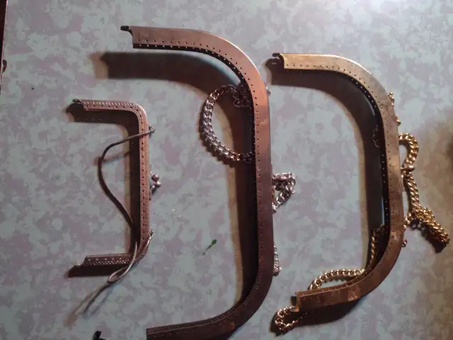 6 metal purse handles with chains new old stock