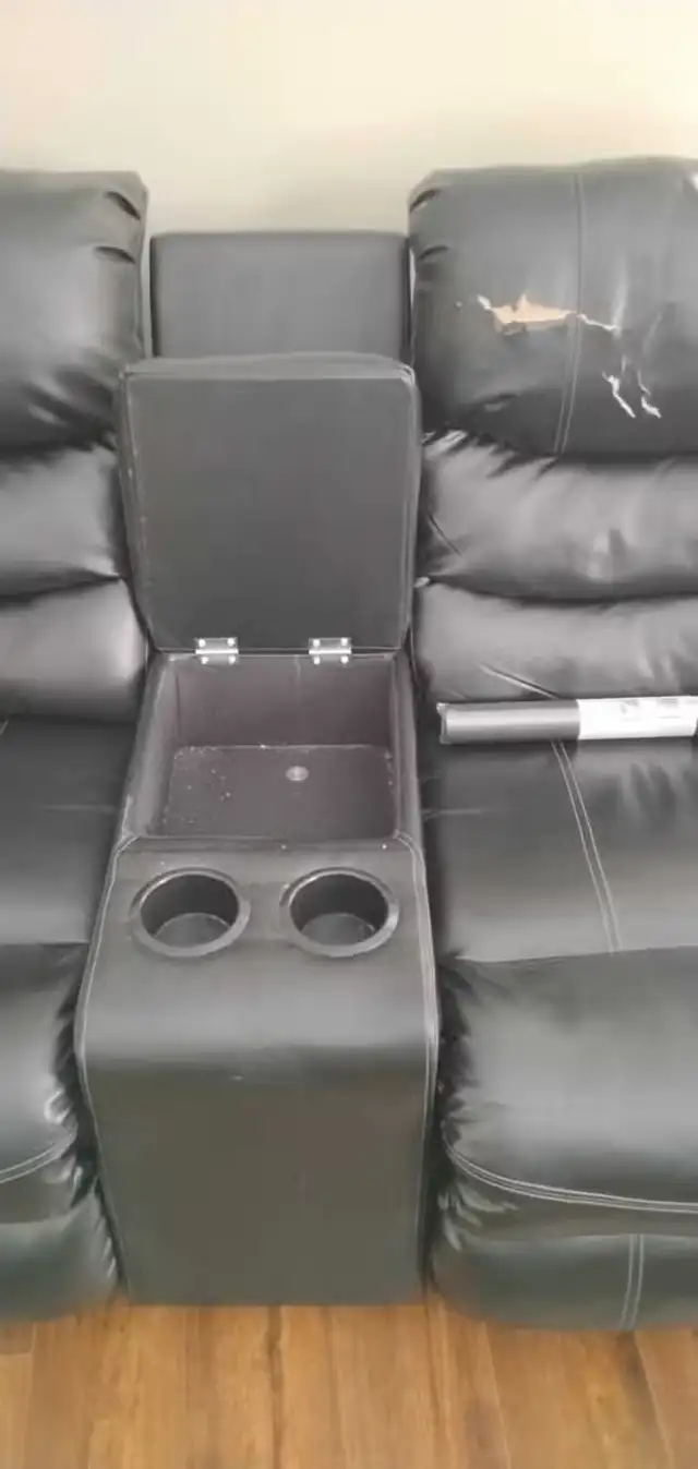 FREE Faux Leather Reclying Loveseat - Photo 3