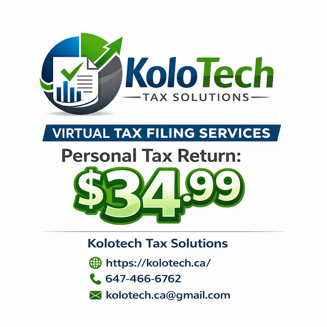 VIRTUAL TAX FILING SERVICES $34.99. https://kolotech.ca