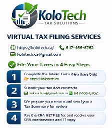 VIRTUAL TAX FILING SERVICES $34.99. https://kolotech.ca - Photo 2