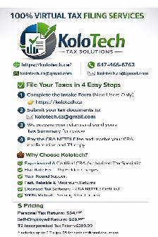 VIRTUAL TAX FILING SERVICES $34.99. https://kolotech.ca - Photo 7