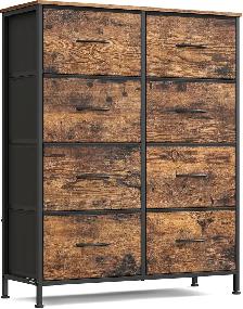 8-Drawer Fabric Dresser – Rustic Brown & Ink Black