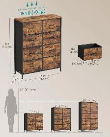 8-Drawer Fabric Dresser – Rustic Brown & Ink Black - Photo 2