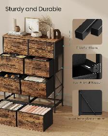 8-Drawer Fabric Dresser – Rustic Brown & Ink Black - Photo 6