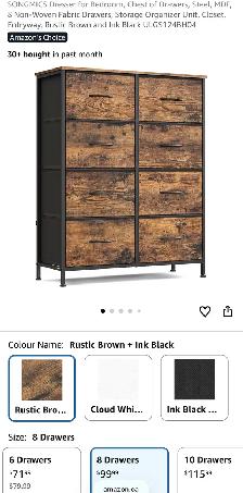 8-Drawer Fabric Dresser – Rustic Brown & Ink Black - Photo 7