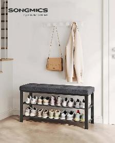 Shoe Bench with Cushion – Dark Gray & Ink Black - Photo 2