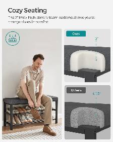 Shoe Bench with Cushion – Dark Gray & Ink Black - Photo 4