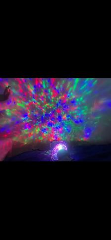 LED disco ball. Emits no heat. Plugs in any house outlet