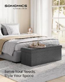 SONGMICS MAZIE Storage Ottoman Bench – Dark Gray - Photo 3