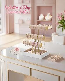 SONGMICS Jewelry Display Stand – Cloud White   Camel Brown - Photo 2