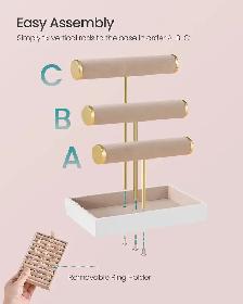 SONGMICS Jewelry Display Stand – Cloud White   Camel Brown - Photo 4