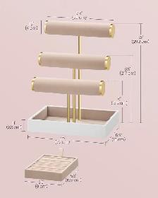 SONGMICS Jewelry Display Stand – Cloud White   Camel Brown - Photo 5