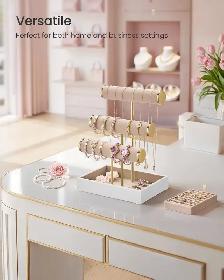 SONGMICS Jewelry Display Stand – Cloud White   Camel Brown - Photo 6