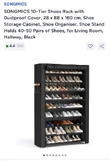 SONGMICS 10-Tier Shoe Rack with Cover – Large Capacity Organizer - Photo 8