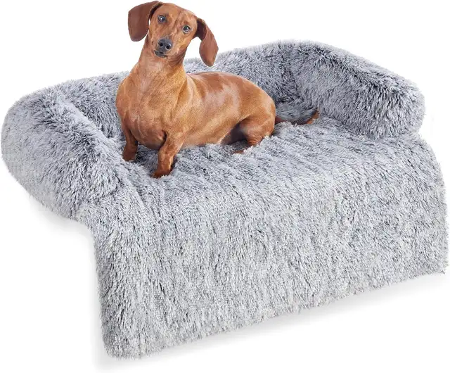 Feandrea Plush Sofa Dog Bed – Ombre Grey