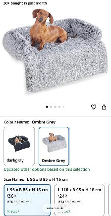 Feandrea Plush Sofa Dog Bed – Ombre Grey - Photo 7