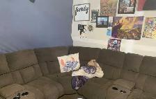 Brown fabric reclining sectional