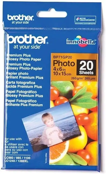 Brother Photo Paper, 6 Inch x 4 Inch, Premium Plus Glos