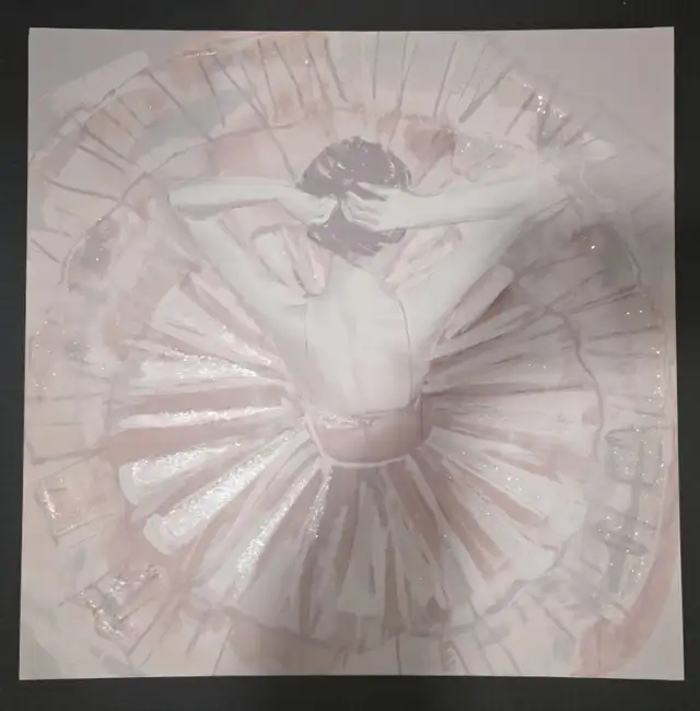 Ballerina painting in pink and grey $10