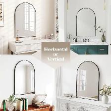 NARCISSUS Arched Wall Mirror – 36" x 24" - Black - Photo 2