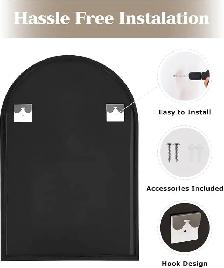 NARCISSUS Arched Wall Mirror – 36" x 24" - Black - Photo 5
