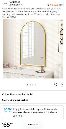 NARCISSUS Arched Wall Mirror – 36" x 24" - Black - Photo 9