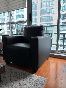 Faux Leather Small Chair - Dark Brown