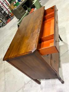 Vintage "Gibbard" Walnut Three-Drawer Dresser (w Carved Apron) - Photo 4