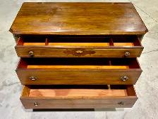 Vintage "Gibbard" Walnut Three-Drawer Dresser (w Carved Apron) - Photo 10