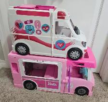 Barbie Ambulance with Barbie Camper and Barbie car and all items