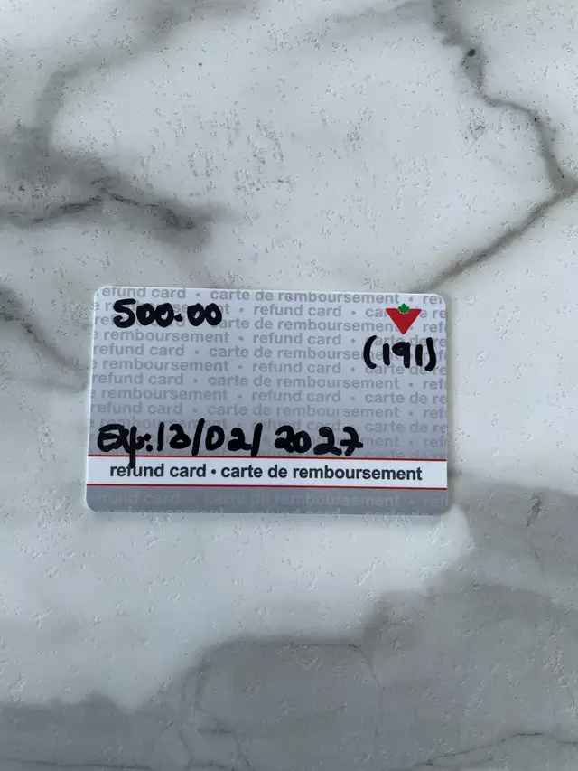 carte cadeaux Canadian tire gatineau 500$ laisse aller pour 400$