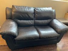 Black Faux Leather Loveseat Living Room Furniture