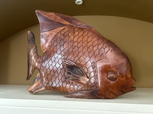 large Wooden Fish Carving