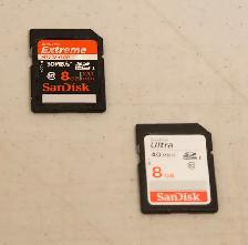 SanDisk 8GB SD-HC Cards (2 - Mint Condition)