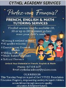French, English & Math Tutoring Services