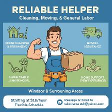 Reliable Helper for Cleaning, Moving, & General Labor - Windsor