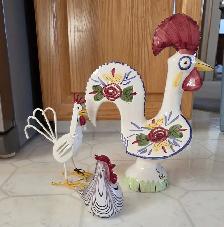 Rooster art work and figurines