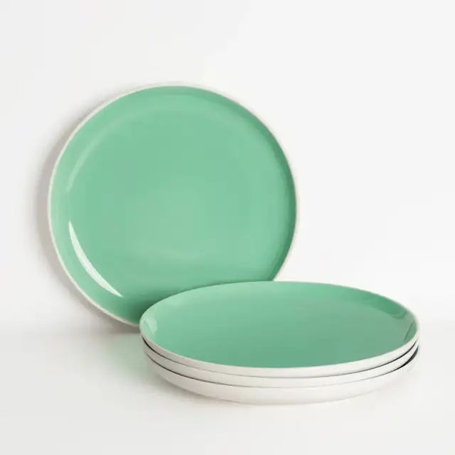 Lazuro, Celeste Lusite Green Dessert Plates, Set of 4...  ITEM# - Photo 2