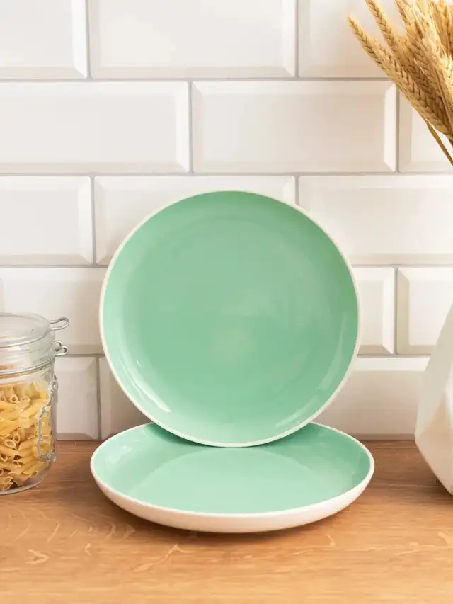 Lazuro, Celeste Lusite Green Dessert Plates, Set of 4...  ITEM# - Photo 4