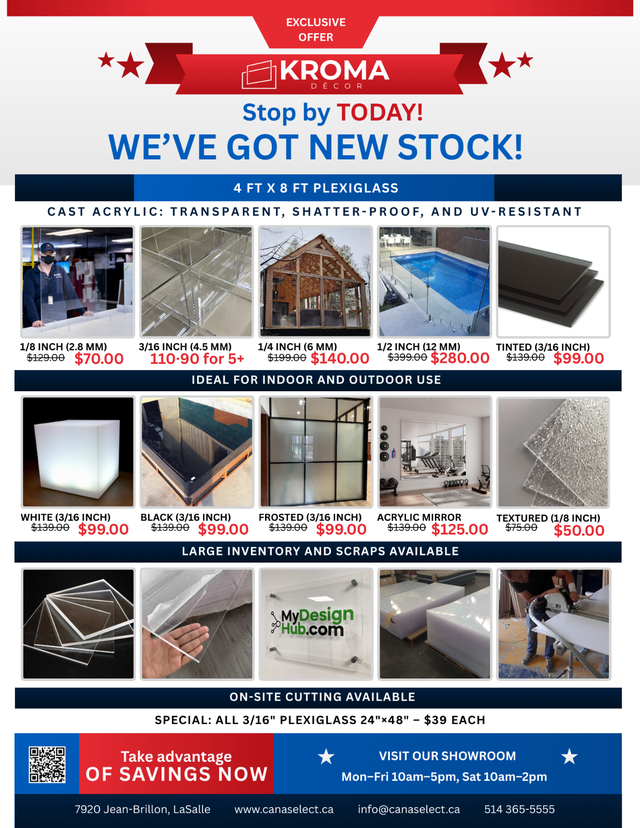 Transparent Plexiglass Sheets 4x8 — Lasalle QC, From 70$ ✂️ - Photo 3