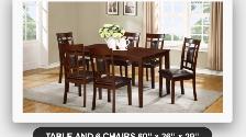 Table and 6 Chairs set -- $649 ( Reg $1299 ), Table Espresso 6