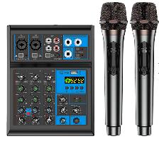 4-Channel Audio Mixer with 2 Cordless Microphones