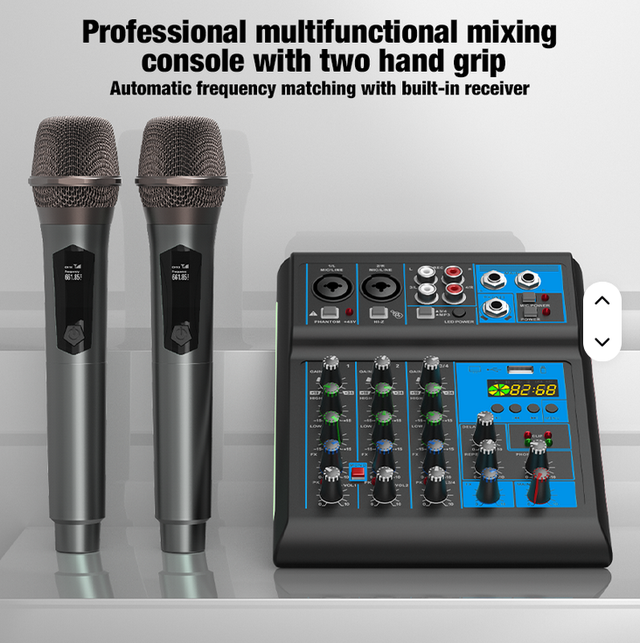 4-Channel Audio Mixer with 2 Cordless Microphones - Photo 3