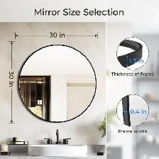 USHOWER 30" Round Wall Mirror – Black Frame - Photo 4