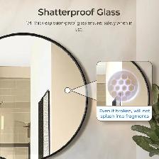 USHOWER 30" Round Wall Mirror – Black Frame - Photo 5
