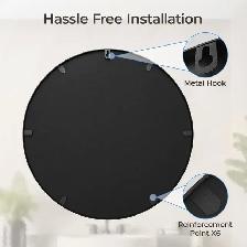 USHOWER 30" Round Wall Mirror – Black Frame - Photo 6