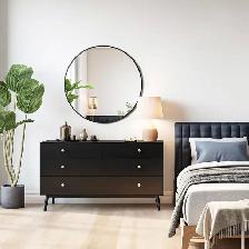 USHOWER 30" Round Wall Mirror – Black Frame - Photo 7